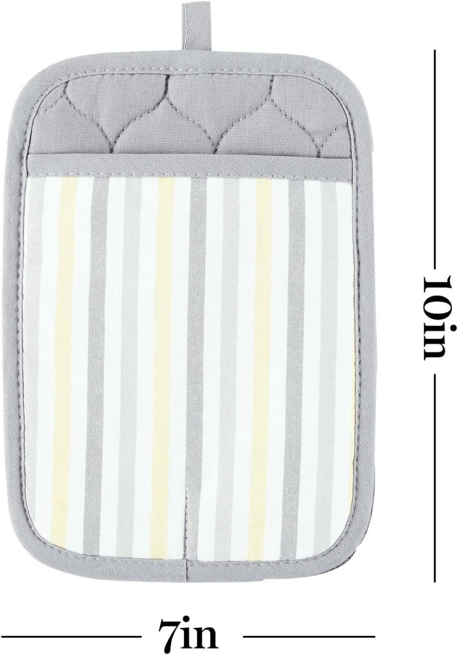 imageMartha Stewart Daisy Stripe Pot Holder Set 2Pack Green 7x10GreyYellow