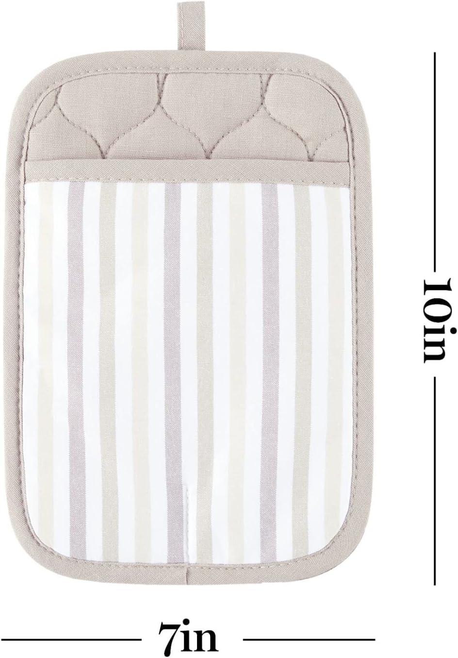 imageMartha Stewart Daisy Stripe Pot Holder Set 2Pack Green 7x10Linen