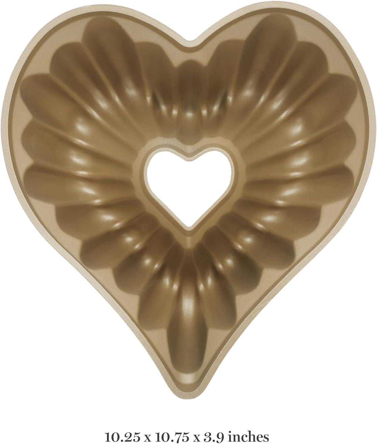 imageMartha Stewart Dunelle 1075 HeartShaped Cake Mold Cast Aluminum Nonstick Fluted Cake Pan Easy Release OvenSafe to 450FChampagne Gold