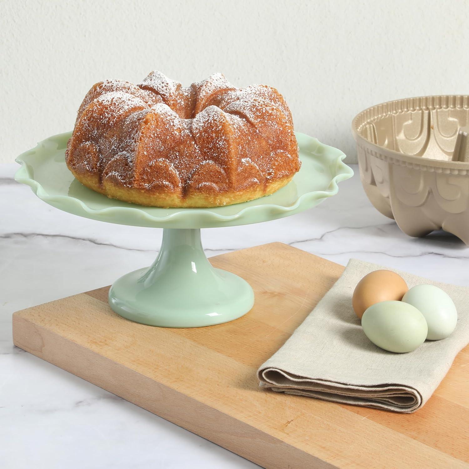 imageMartha Stewart Dunelle Decorative Fluted Cast Aluminun Round Cake Pan 12Cup Nonstick Tube Pan Champagne Gold BakewareChampagne Gold