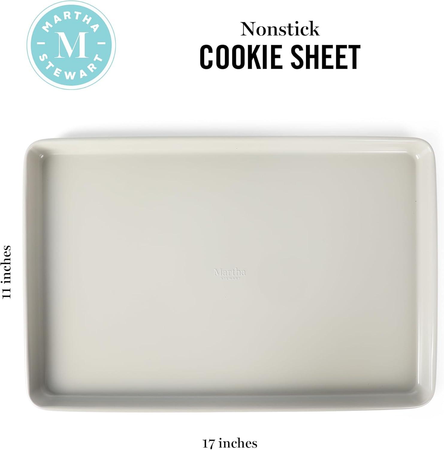 imageMartha Stewart Gallen 15 x 10 Inch Nonstick Carbon Steel Cookie Sheet Cool Grey Durable Bakeware for Even Baking and Easy CleanupCool Gray