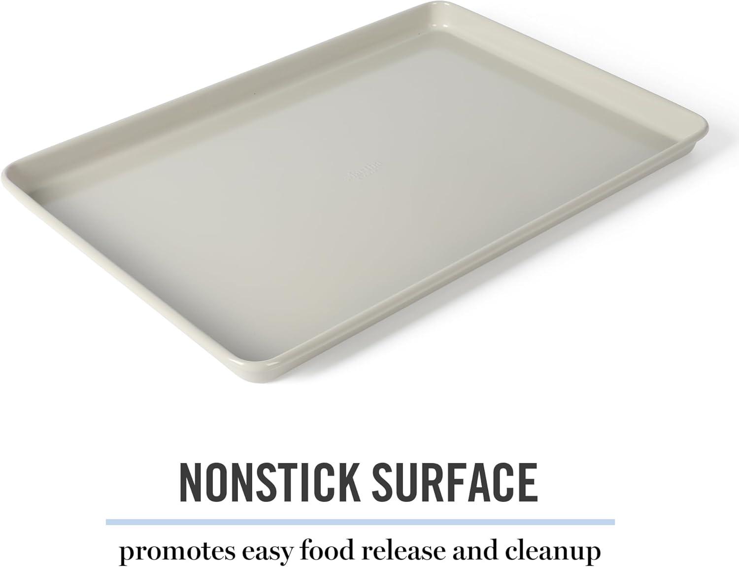 imageMartha Stewart Gallen 15 x 10 Inch Nonstick Carbon Steel Cookie Sheet Cool Grey Durable Bakeware for Even Baking and Easy CleanupCool Gray