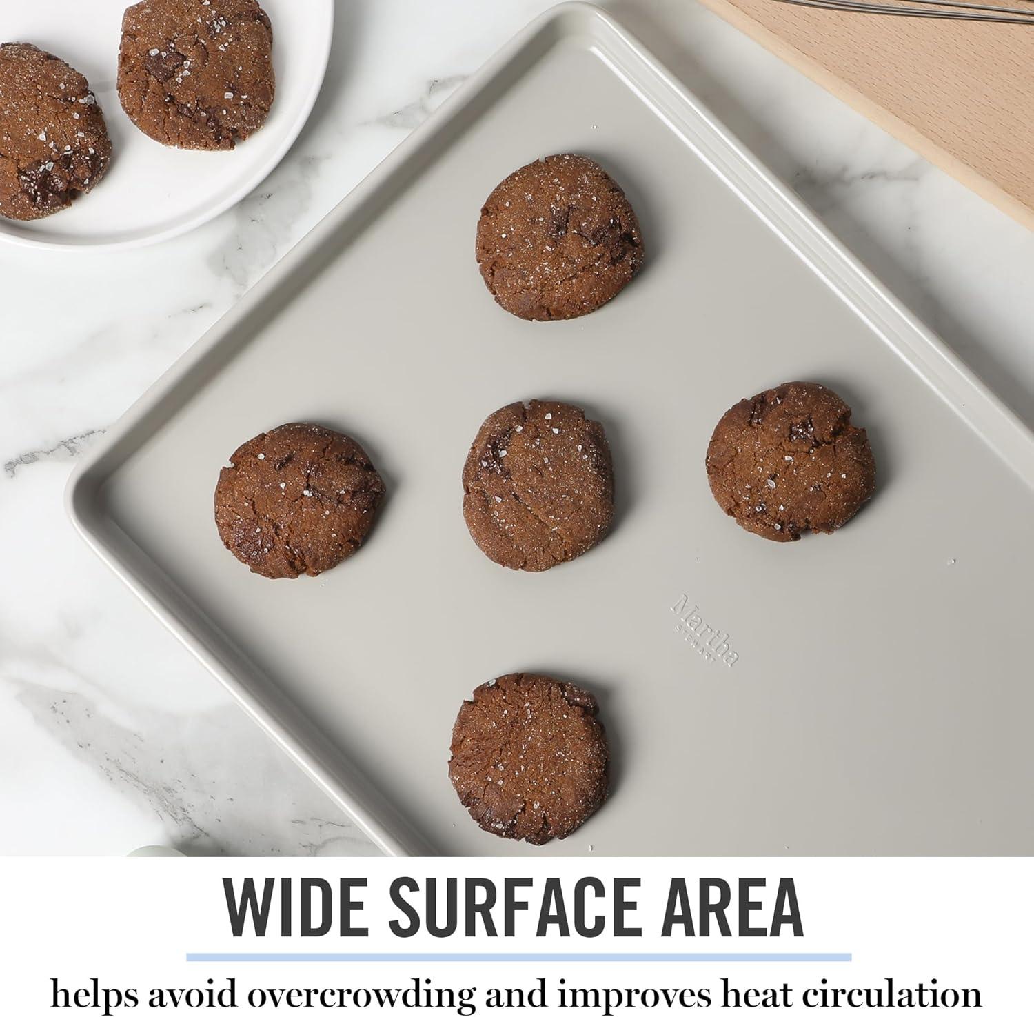 imageMartha Stewart Gallen 15 x 10 Inch Nonstick Carbon Steel Cookie Sheet Cool Grey Durable Bakeware for Even Baking and Easy CleanupCool Gray