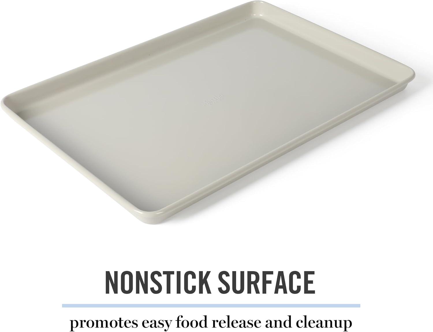 imageMartha Stewart Gallen 15 x 10 Inch Nonstick Carbon Steel Cookie Sheet Cool Grey Durable Bakeware for Even Baking and Easy CleanupCool Gray