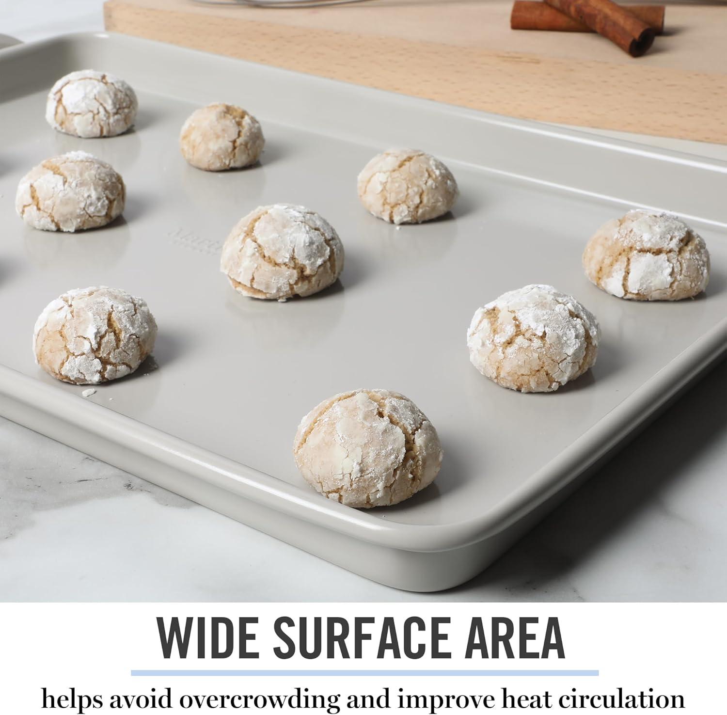 imageMartha Stewart Gallen 15 x 10 Inch Nonstick Carbon Steel Cookie Sheet Cool Grey Durable Bakeware for Even Baking and Easy CleanupCool Gray