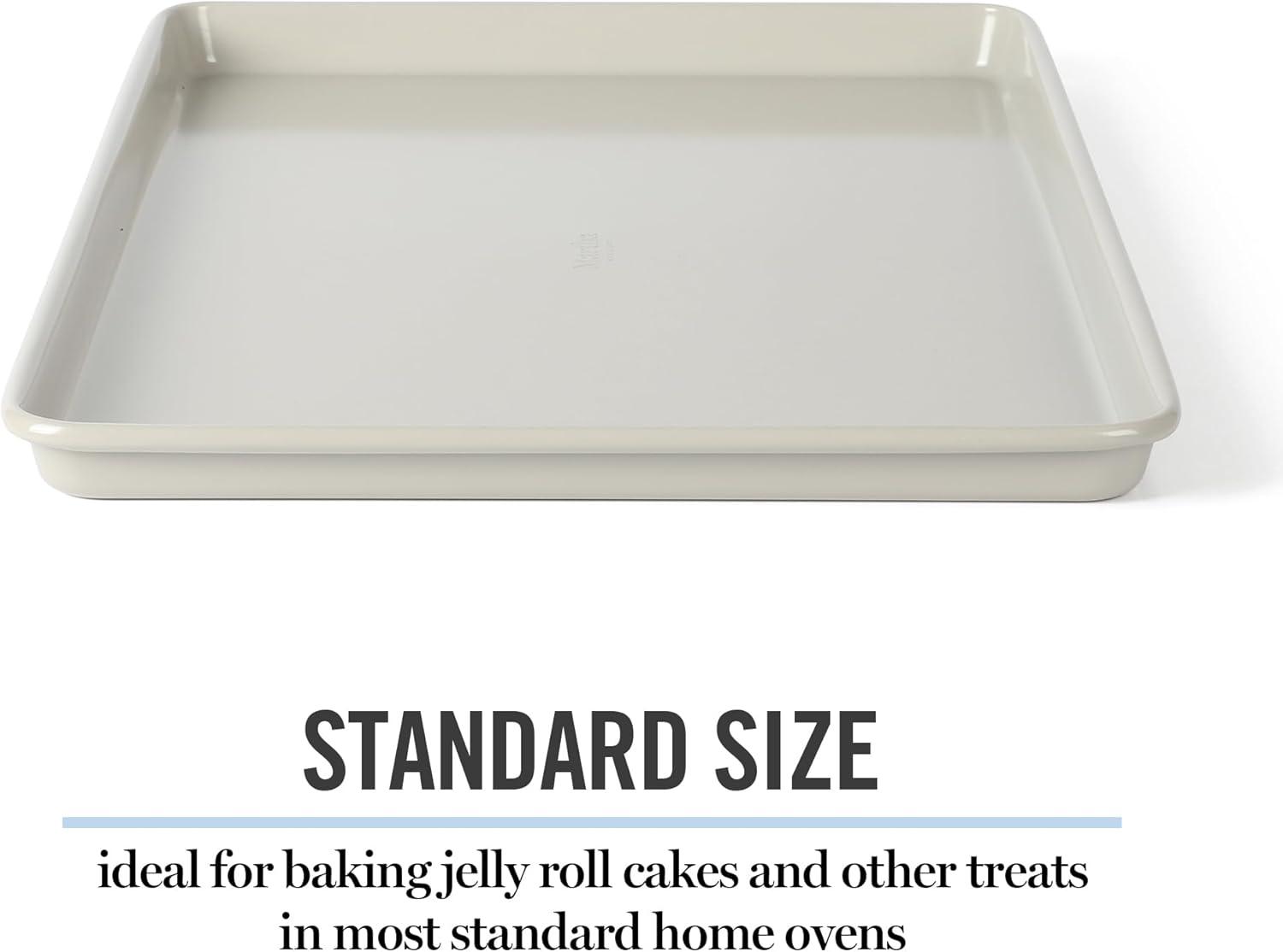 imageMartha Stewart Gallen 15 x 10 Inch Nonstick Carbon Steel Cookie Sheet Cool Grey Durable Bakeware for Even Baking and Easy CleanupCool Gray