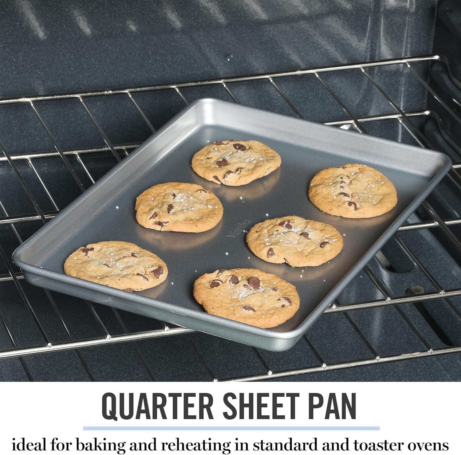 imageMartha Stewart Gallen 15 x 10 Inch Nonstick Carbon Steel Cookie Sheet Cool Grey Durable Bakeware for Even Baking and Easy CleanupSilver