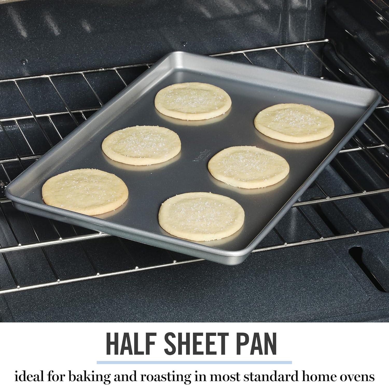imageMartha Stewart Gallen 15 x 10 Inch Nonstick Carbon Steel Cookie Sheet Cool Grey Durable Bakeware for Even Baking and Easy CleanupSilver