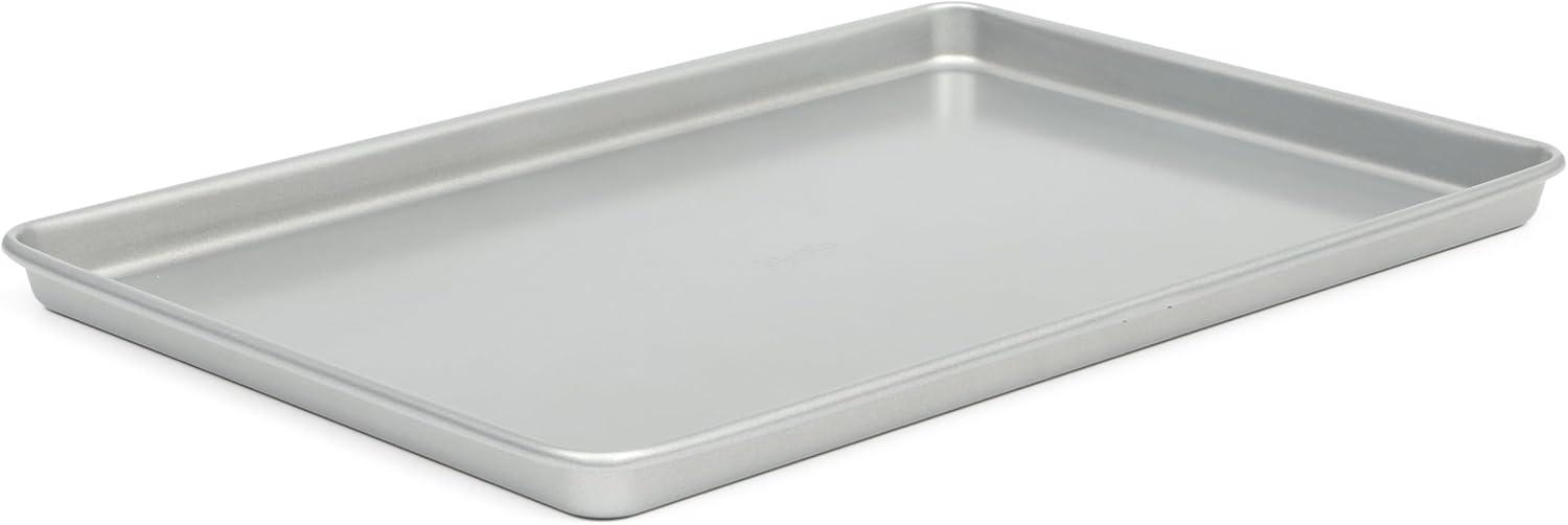 imageMartha Stewart Gallen 15 x 10 Inch Nonstick Carbon Steel Cookie Sheet Cool Grey Durable Bakeware for Even Baking and Easy CleanupSilver