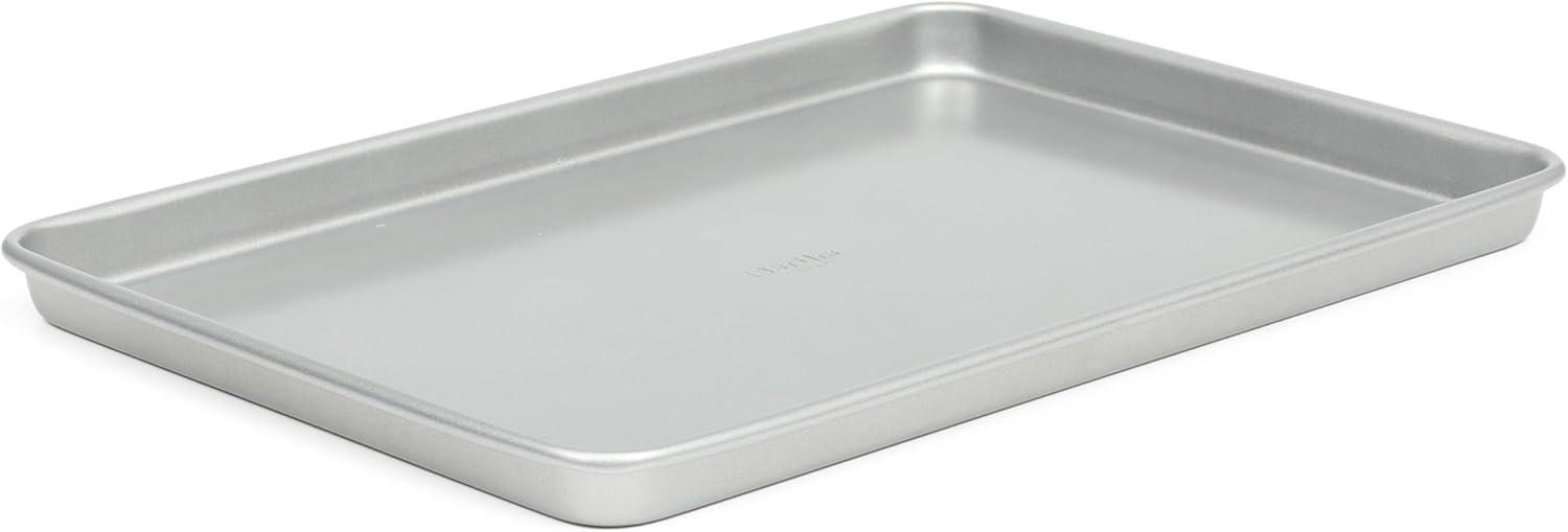 imageMartha Stewart Gallen 15 x 10 Inch Nonstick Carbon Steel Cookie Sheet Cool Grey Durable Bakeware for Even Baking and Easy CleanupSilver