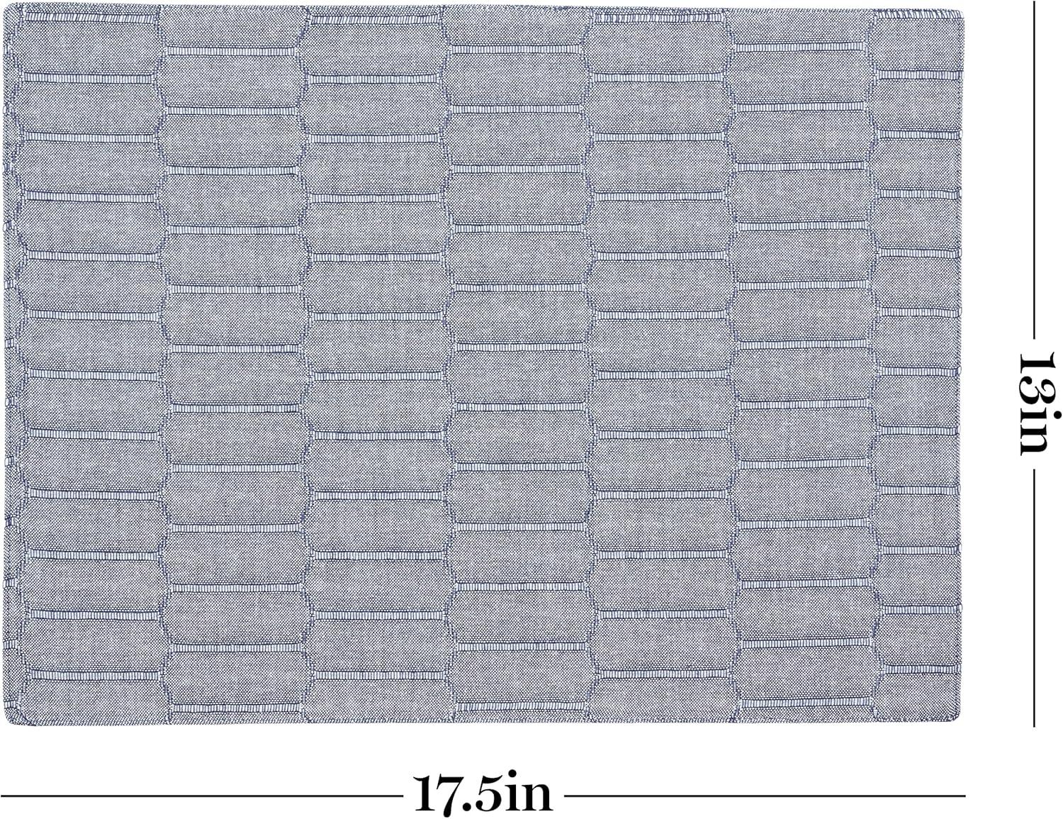 imageMartha Stewart Honeycomb Modern Farmhouse Reversible Placemat 4Pack Set White 13x175Blue