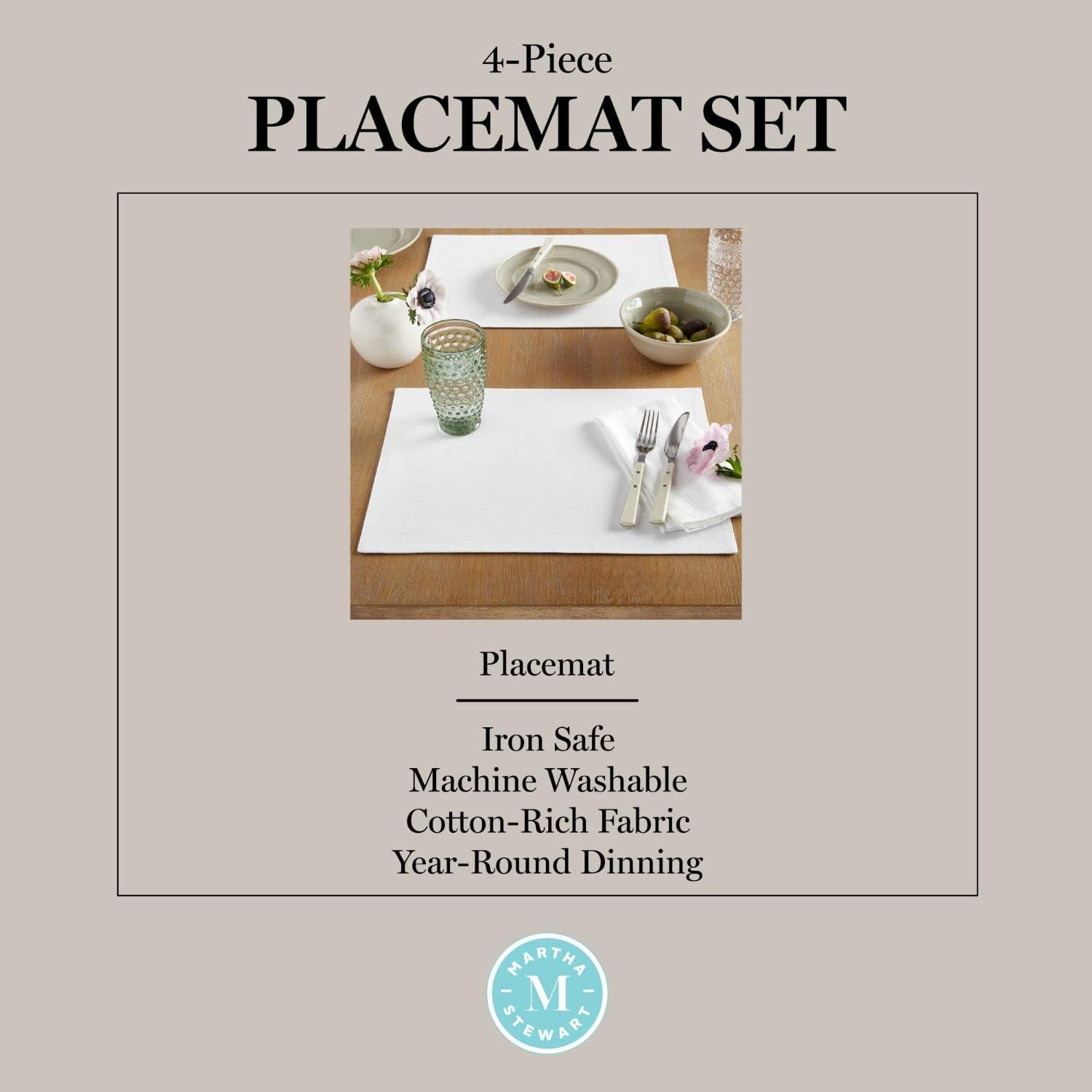 imageMartha Stewart Honeycomb Modern Farmhouse Reversible Placemat 4Pack Set White 13x175White