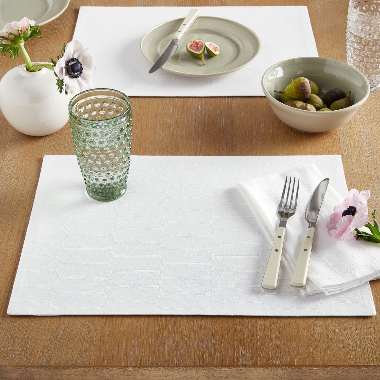 imageMartha Stewart Honeycomb Modern Farmhouse Reversible Placemat 4Pack Set White 13x175White