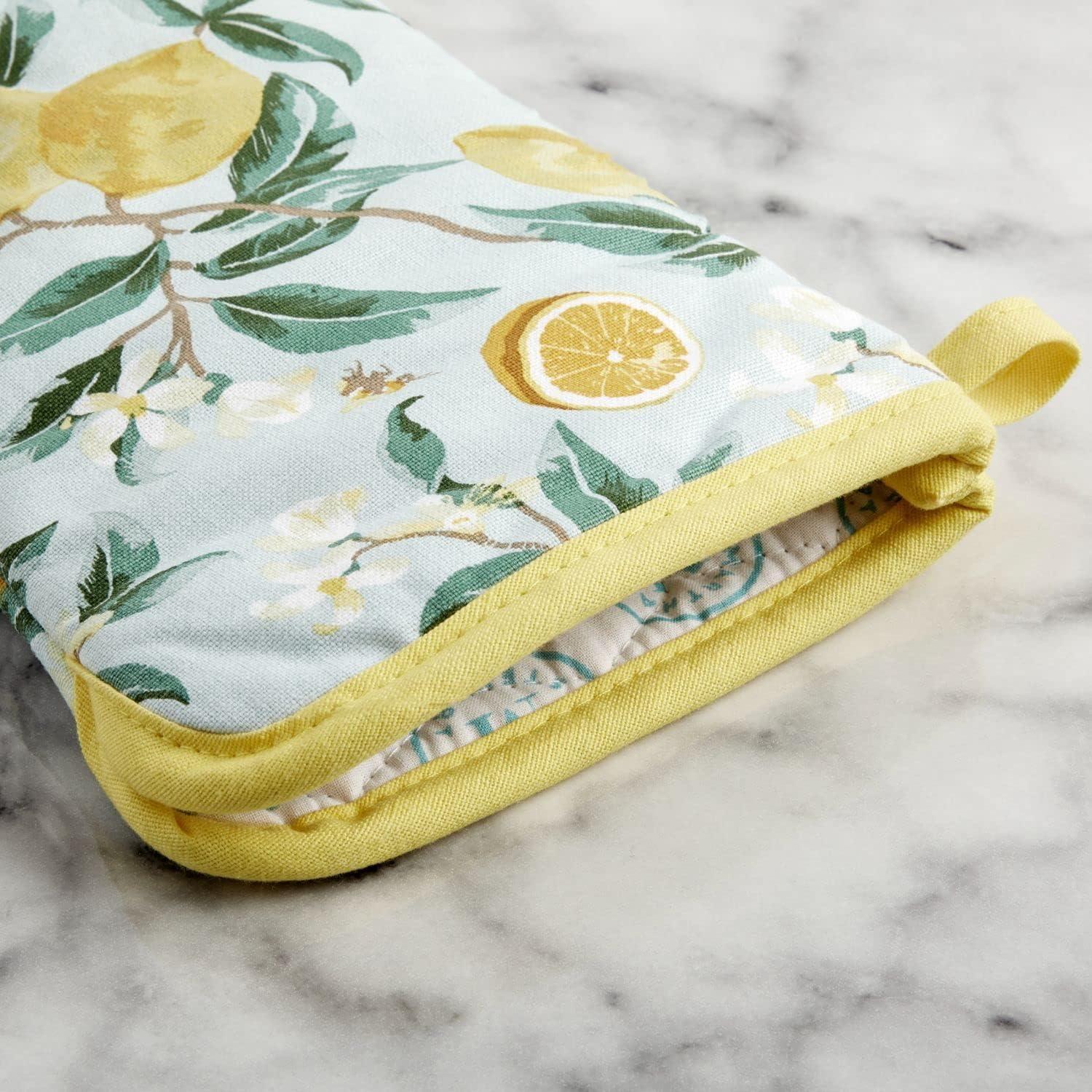 imageMartha Stewart Lemon Whimsy Oven Mitt 2Pack Set Yellow 7x13Pot Holder