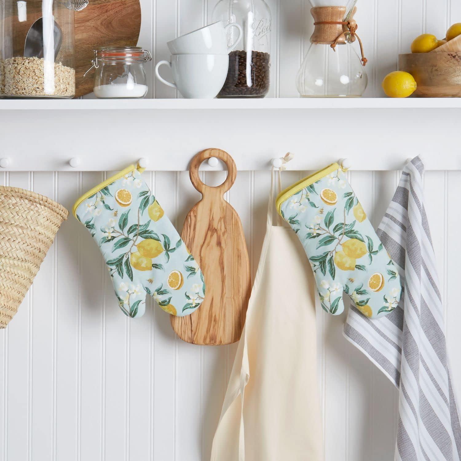 imageMartha Stewart Lemon Whimsy Oven Mitt 2Pack Set Yellow 7x13Pot Holder