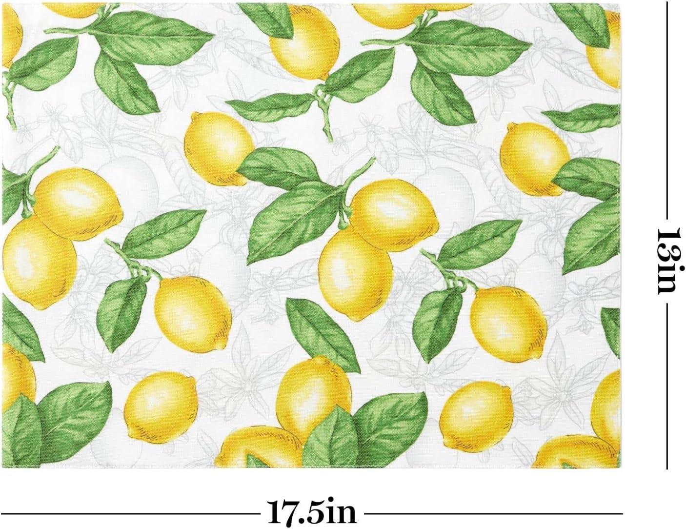 imageMartha Stewart Lots of Lemons Placemat Set 4Pack WhiteYellow 13x175