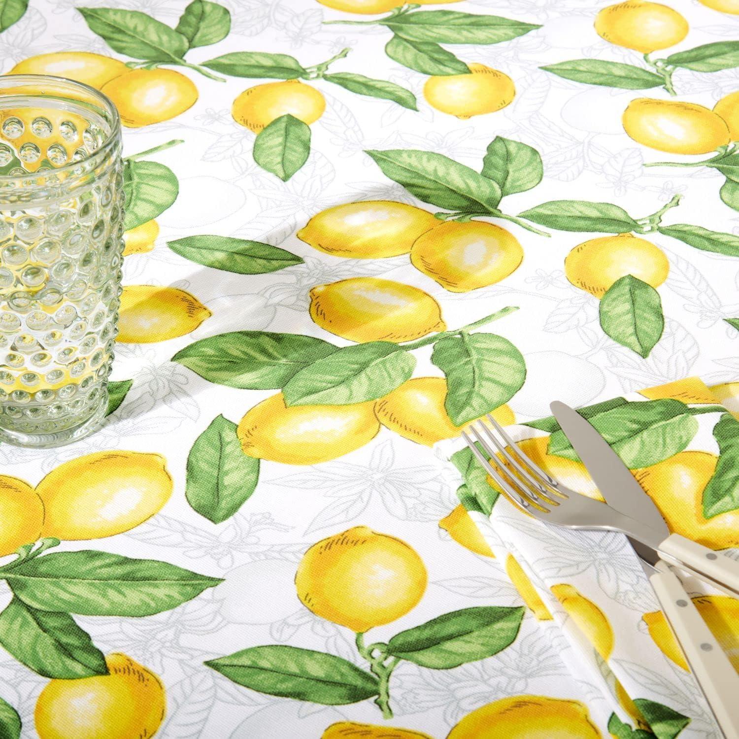 imageMartha Stewart Lots of Lemons Tablecloth Single Pack WhiteYellow 60x84120 x 60 Rectangular