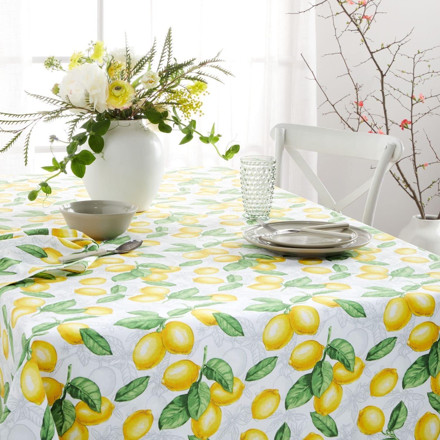 imageMartha Stewart Lots of Lemons Tablecloth Single Pack WhiteYellow 60x84120 x 60 Rectangular