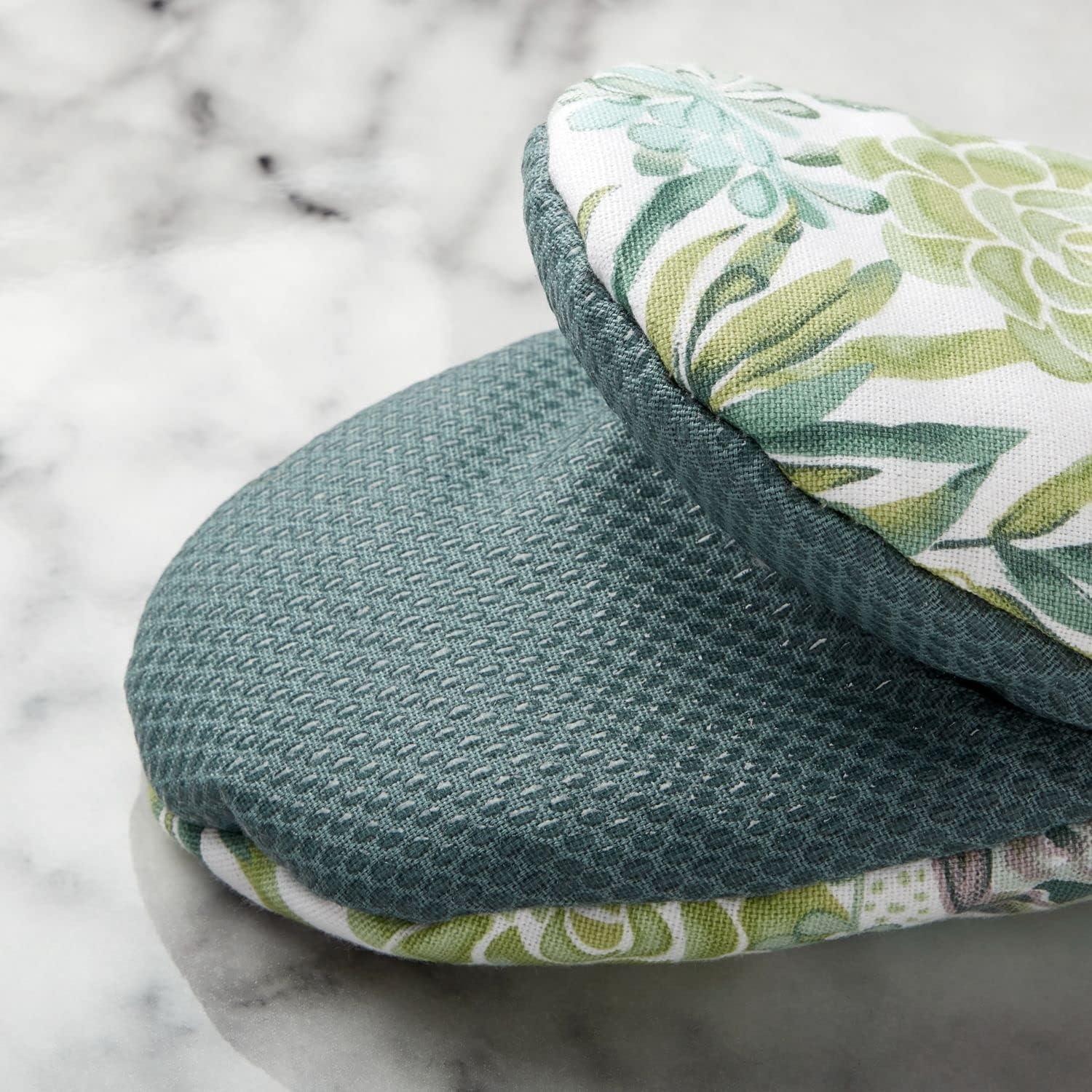 imageMartha Stewart Succulents Mini Oven Mitt 2Pack Set Green 55X8