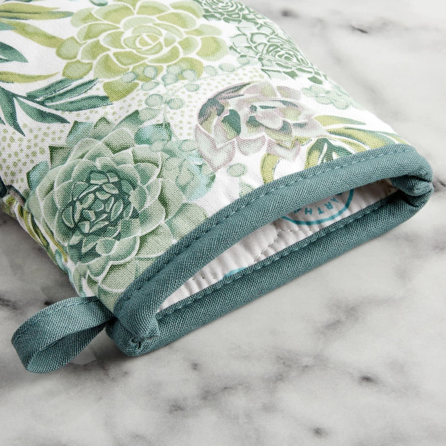 imageMartha Stewart Succulents Mini Oven Mitt 2Pack Set Green 55X8