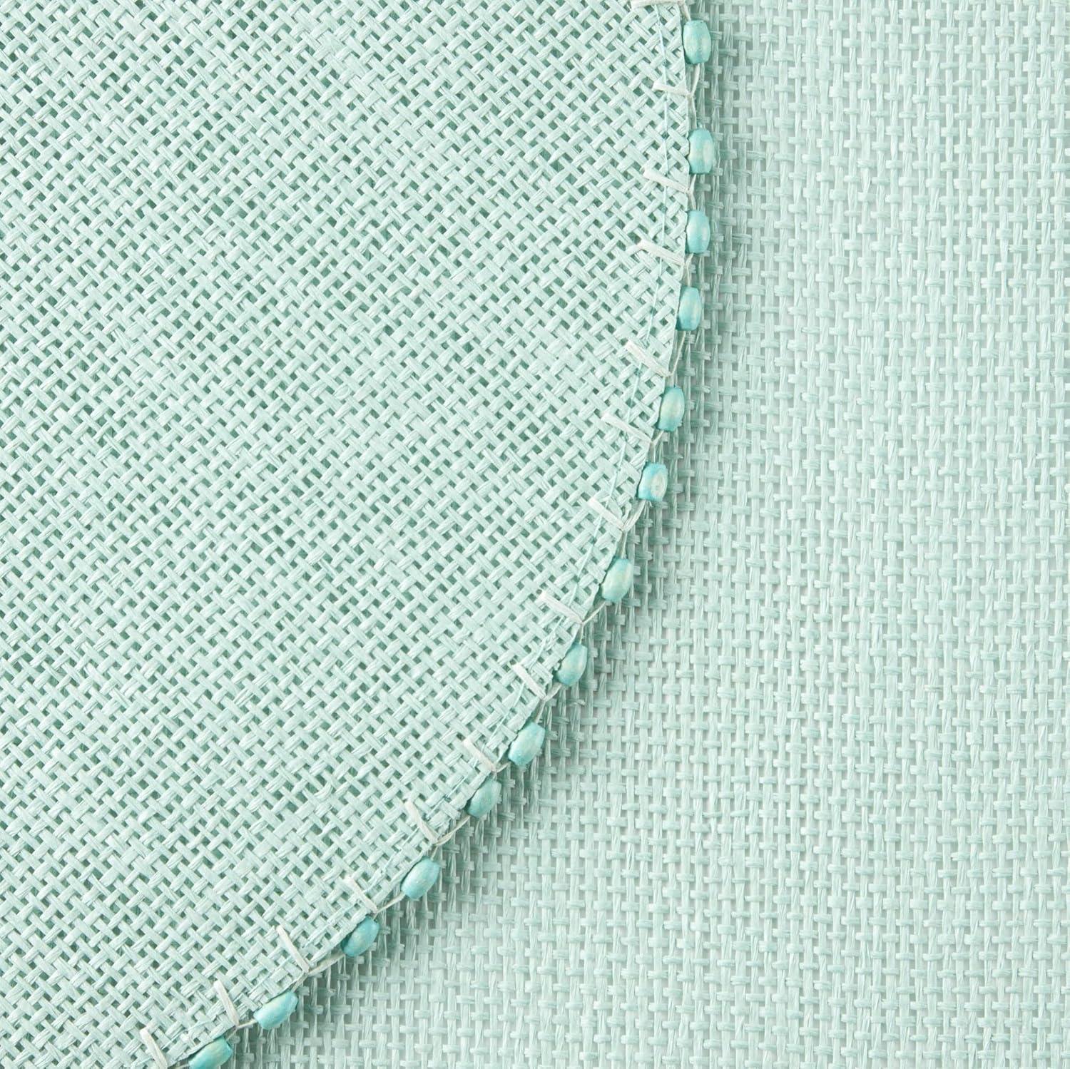 imageMartha Stewart Woven Water Resistant Lindos Placemat Set 6Pack 15 Round GreyAqua