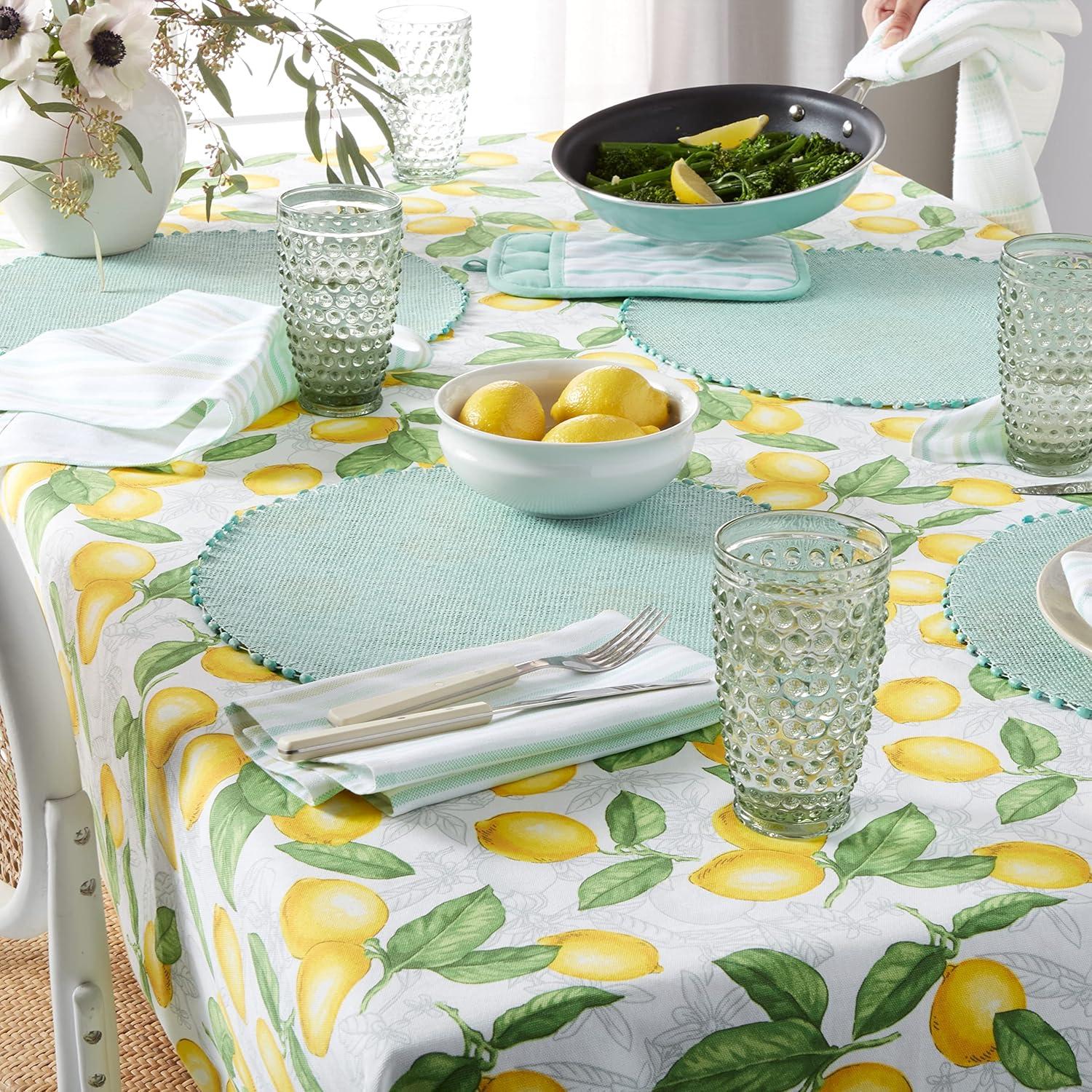 imageMartha Stewart Woven Water Resistant Lindos Placemat Set 6Pack 15 Round GreyAqua