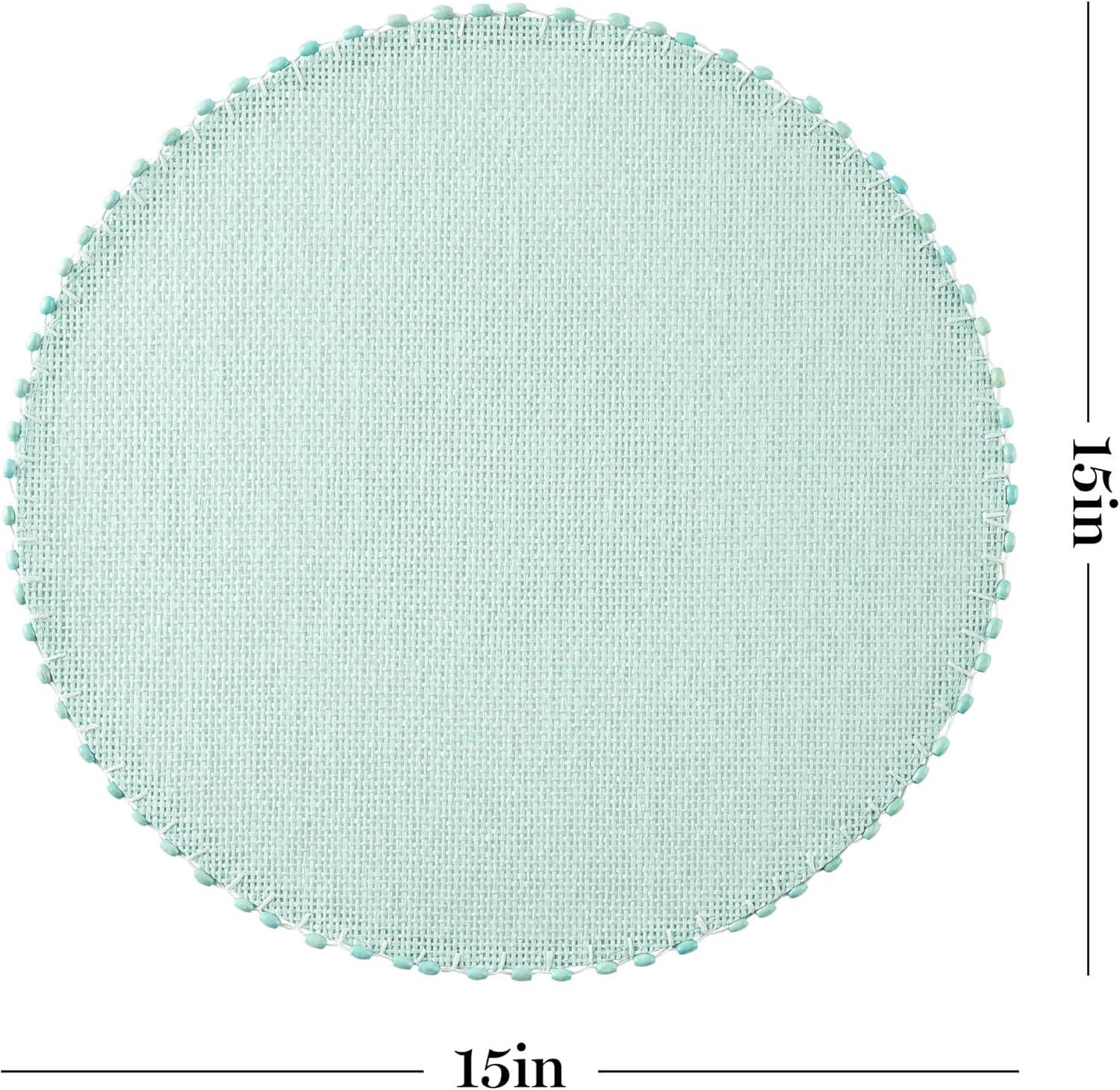 imageMartha Stewart Woven Water Resistant Lindos Placemat Set 6Pack 15 Round GreyAqua
