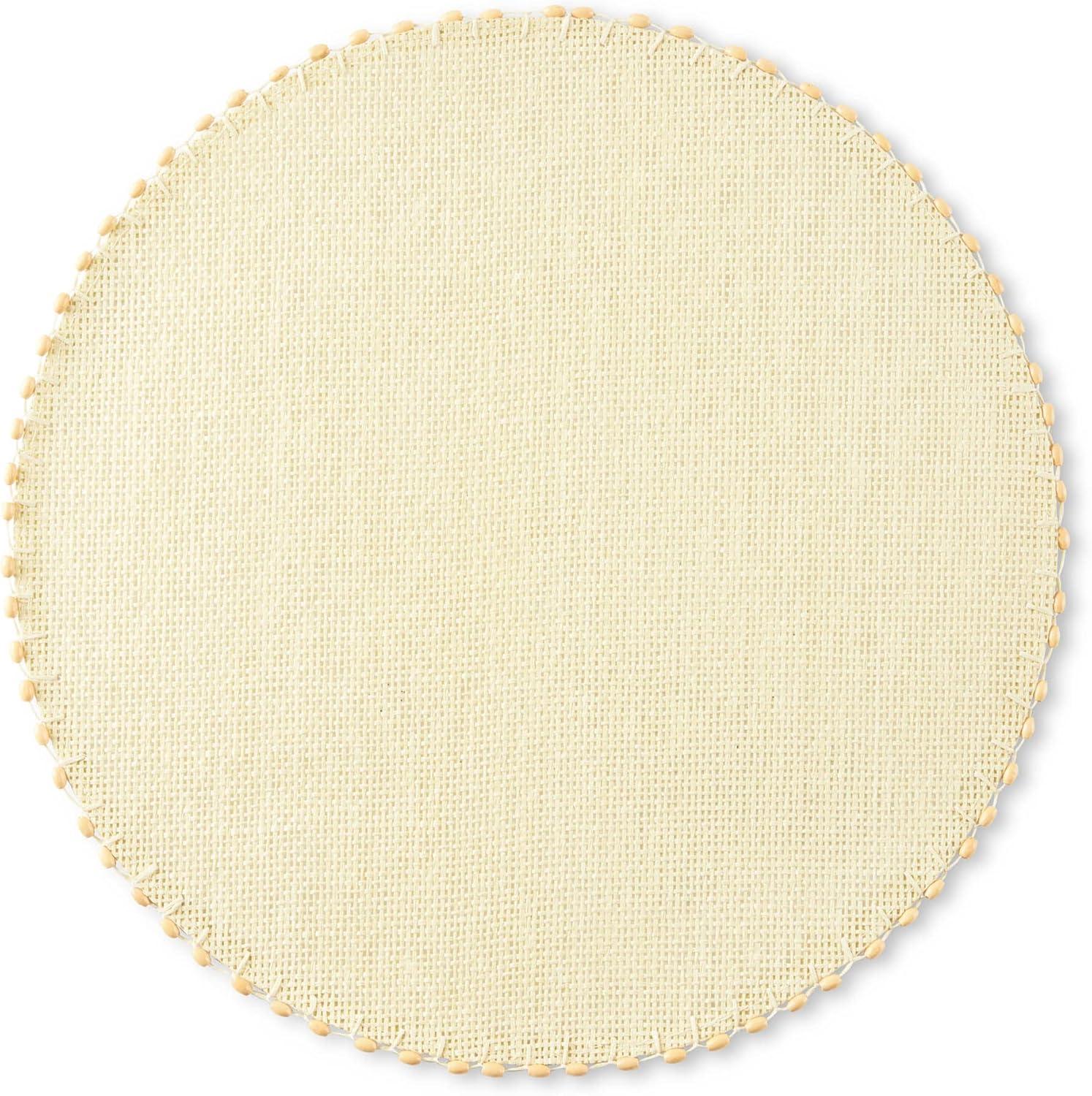 imageMartha Stewart Woven Water Resistant Lindos Placemat Set 6Pack 15 Round GreyBeige