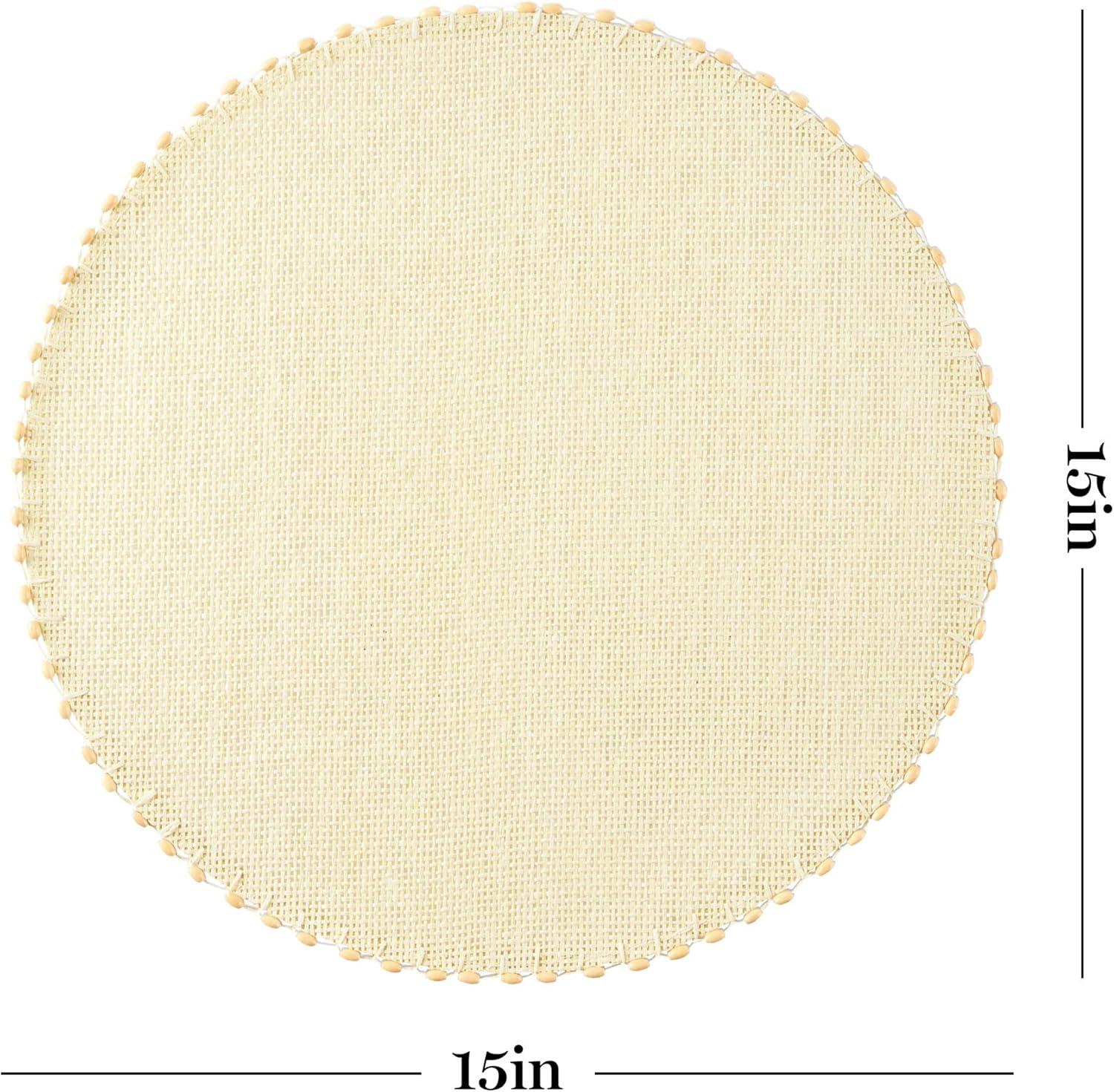 imageMartha Stewart Woven Water Resistant Lindos Placemat Set 6Pack 15 Round GreyBeige