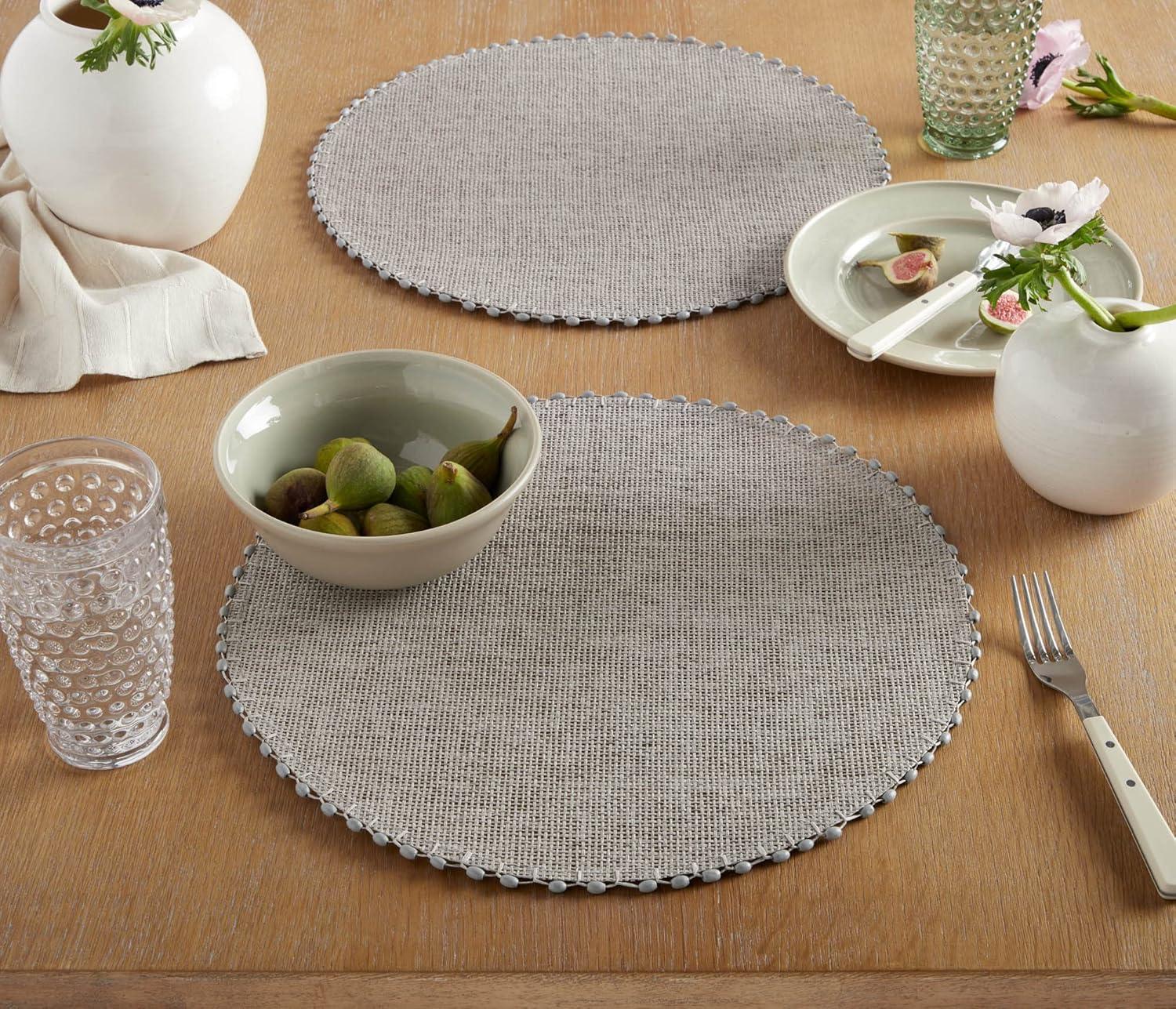 imageMartha Stewart Woven Water Resistant Lindos Placemat Set 6Pack 15 Round GreyGray