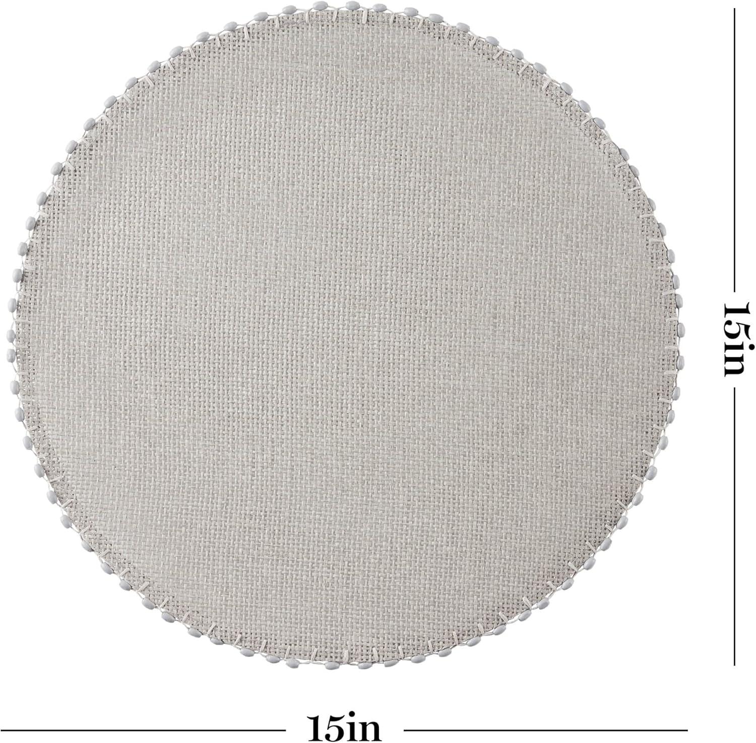 imageMartha Stewart Woven Water Resistant Lindos Placemat Set 6Pack 15 Round GreyGray