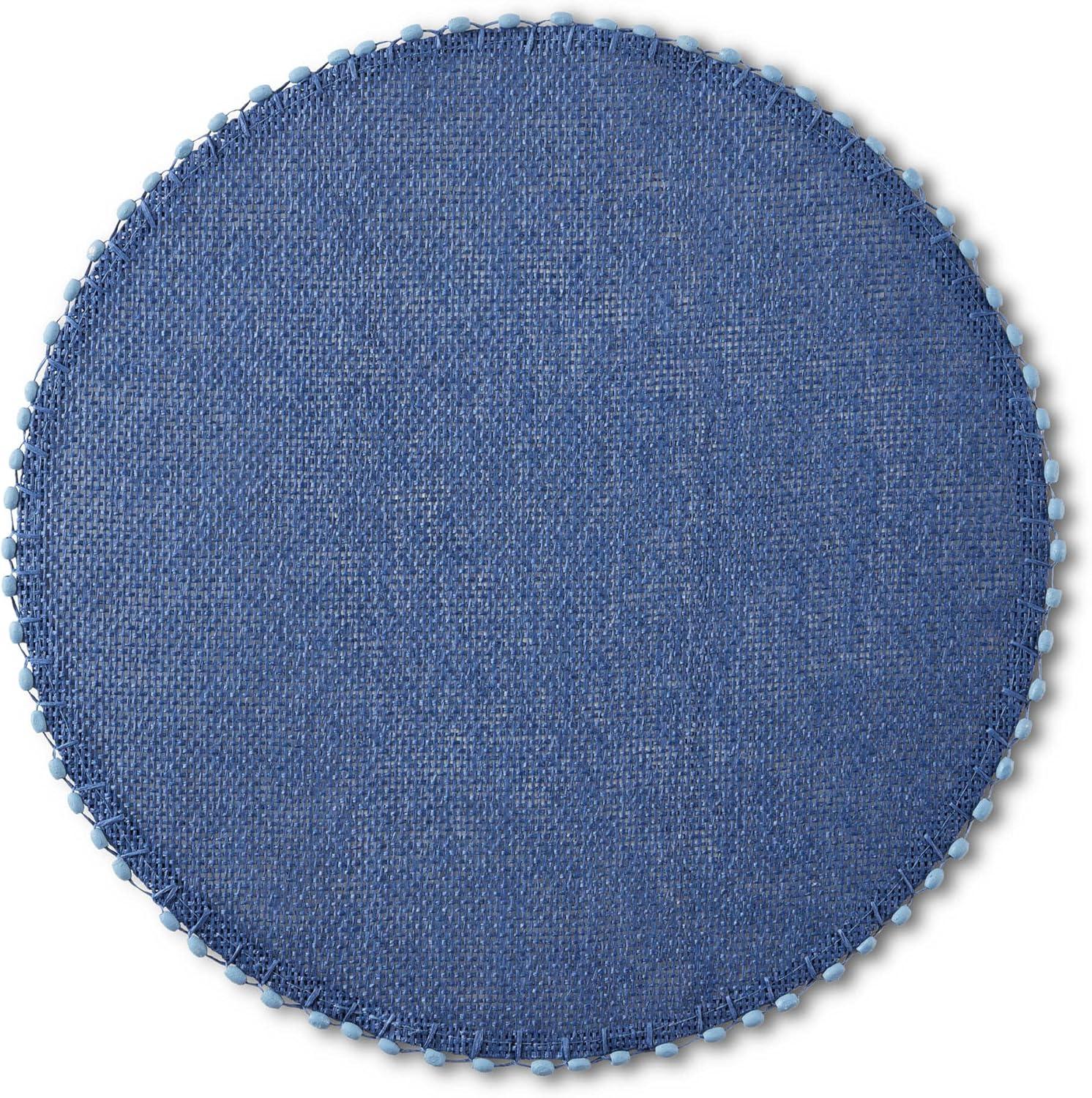 imageMartha Stewart Woven Water Resistant Lindos Placemat Set 6Pack 15 Round GreyNavy Blue