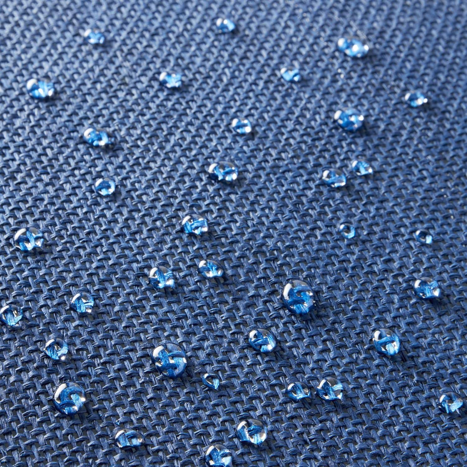 imageMartha Stewart Woven Water Resistant Lindos Placemat Set 6Pack 15 Round GreyNavy Blue