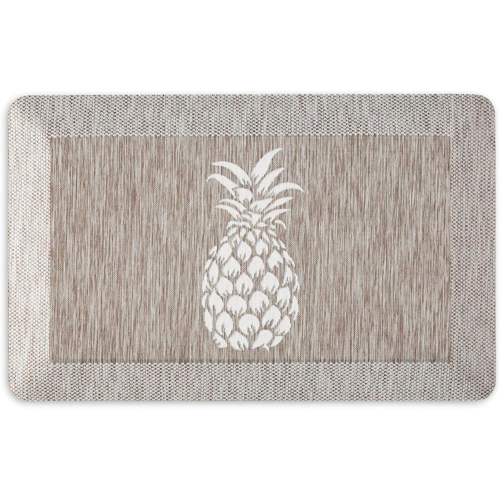 imageMartha Stewart Aloha Modern Pineapple AntiFatigue AirInfused Kitchen Mat Spice Red 196x39Coffee Brown