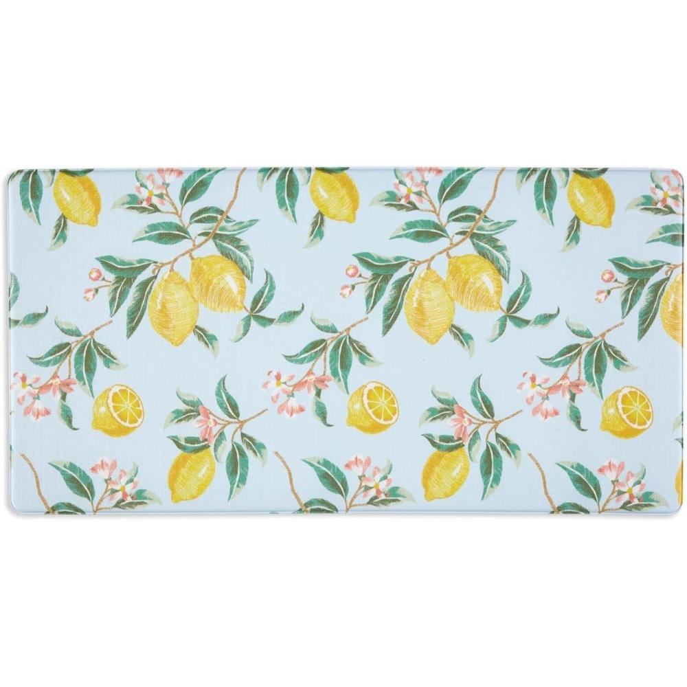 imageMartha Stewart Bloomfield Lots of Lemons AntiFatigue Kitchen Mat WhiteYellow 18x48Light BlueYellow