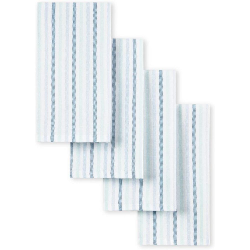 imageMartha Stewart Daisy Stripe Napkin Set 4Pack Green 19x19Blue