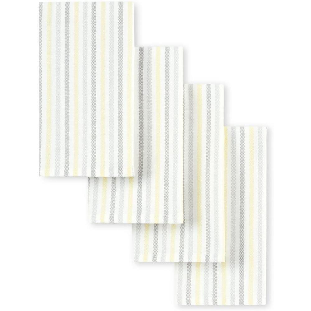 imageMartha Stewart Daisy Stripe Napkin Set 4Pack Green 19x19GreyYellow