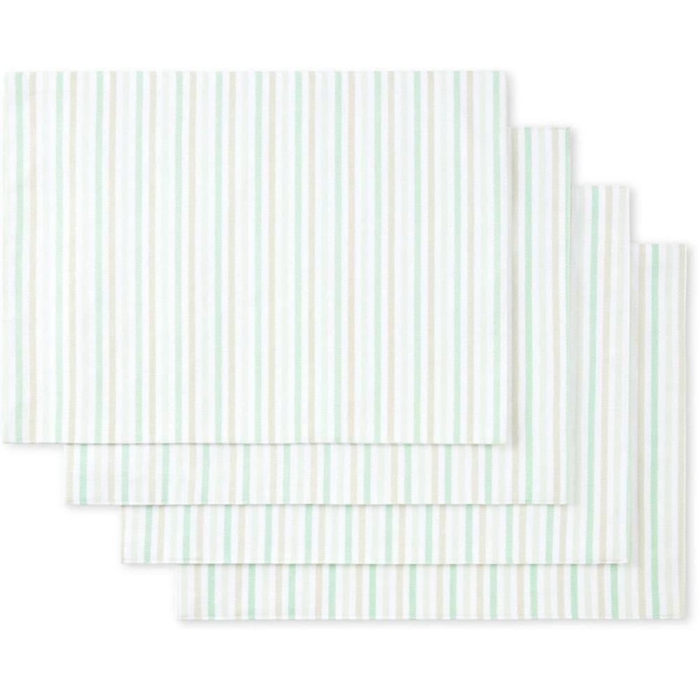 imageMartha Stewart Daisy Stripe Placemat Set 4Pack GreyYellow 13x175Mint
