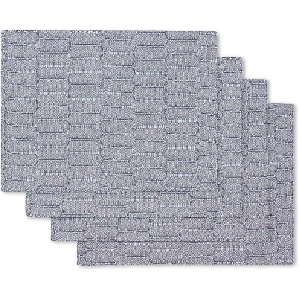 imageMartha Stewart Honeycomb Modern Farmhouse Reversible Placemat 4Pack Set White 13x175Blue