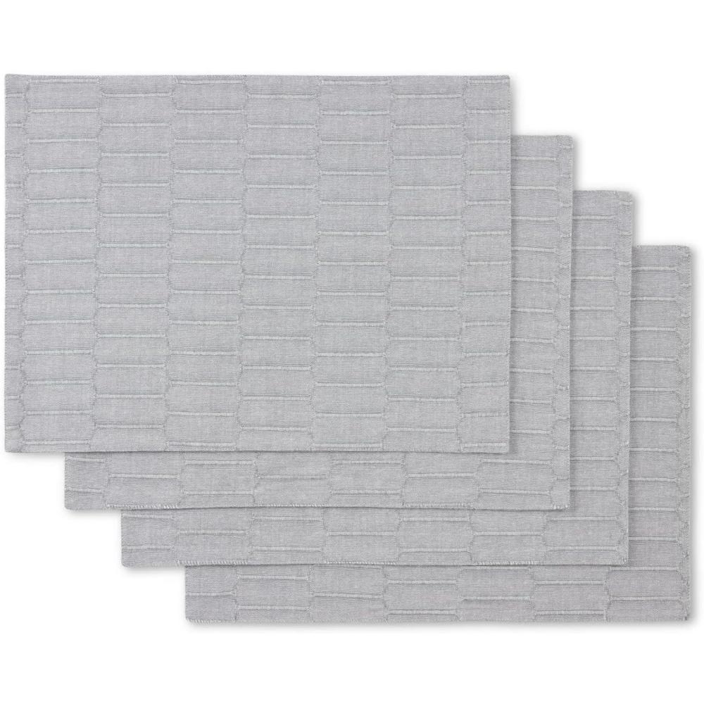 imageMartha Stewart Honeycomb Modern Farmhouse Reversible Placemat 4Pack Set White 13x175Charcoal Grey