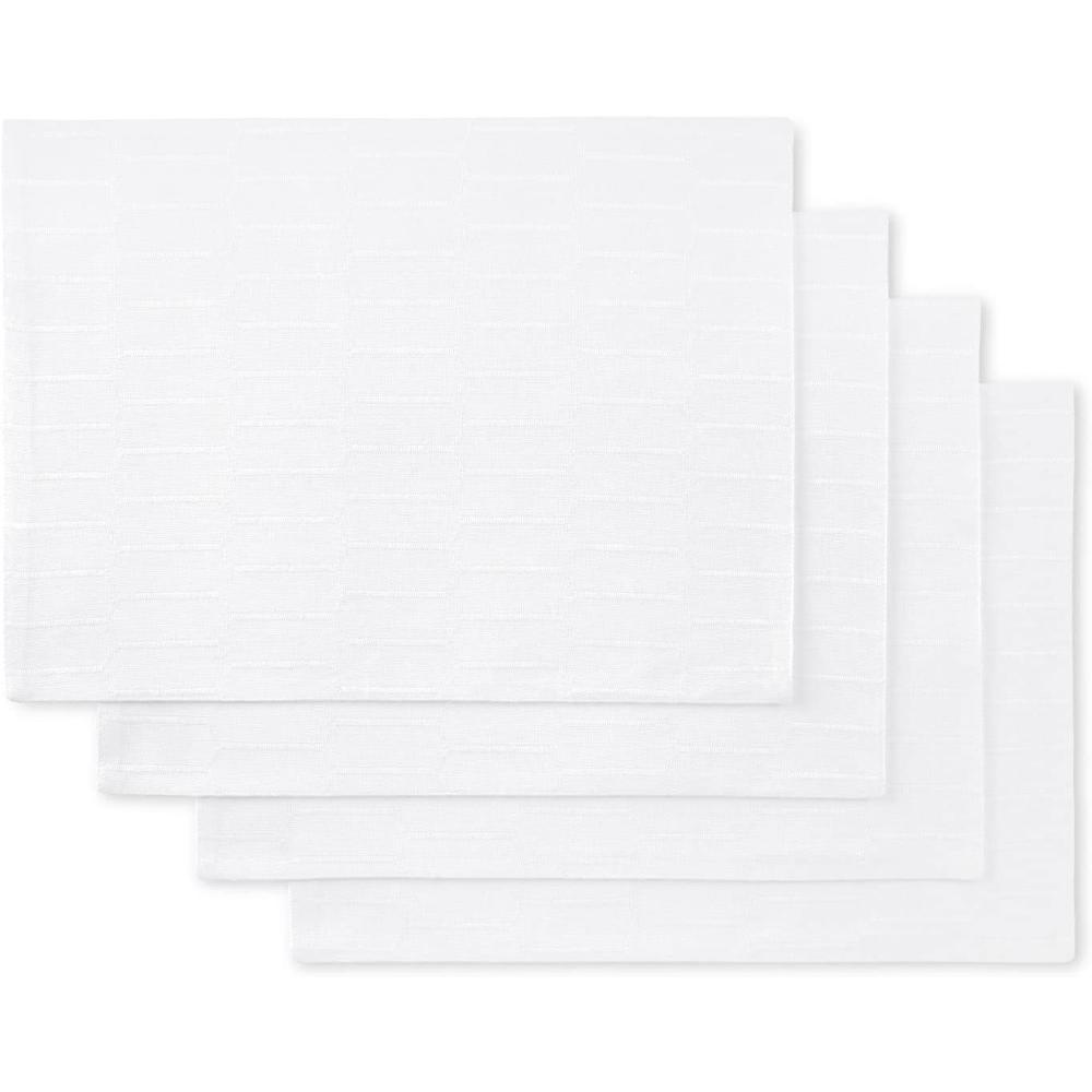imageMartha Stewart Honeycomb Modern Farmhouse Reversible Placemat 4Pack Set White 13x175White