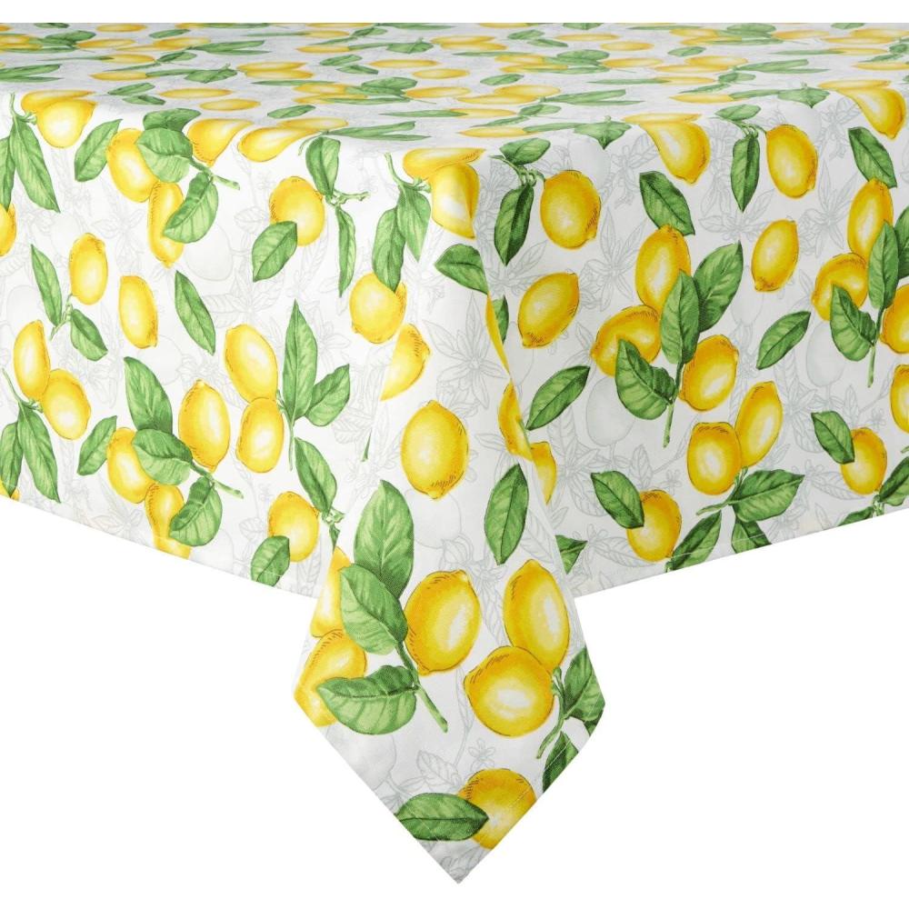 imageMartha Stewart Lots of Lemons Tablecloth Single Pack WhiteYellow 60x84102 x 60 Rectangular