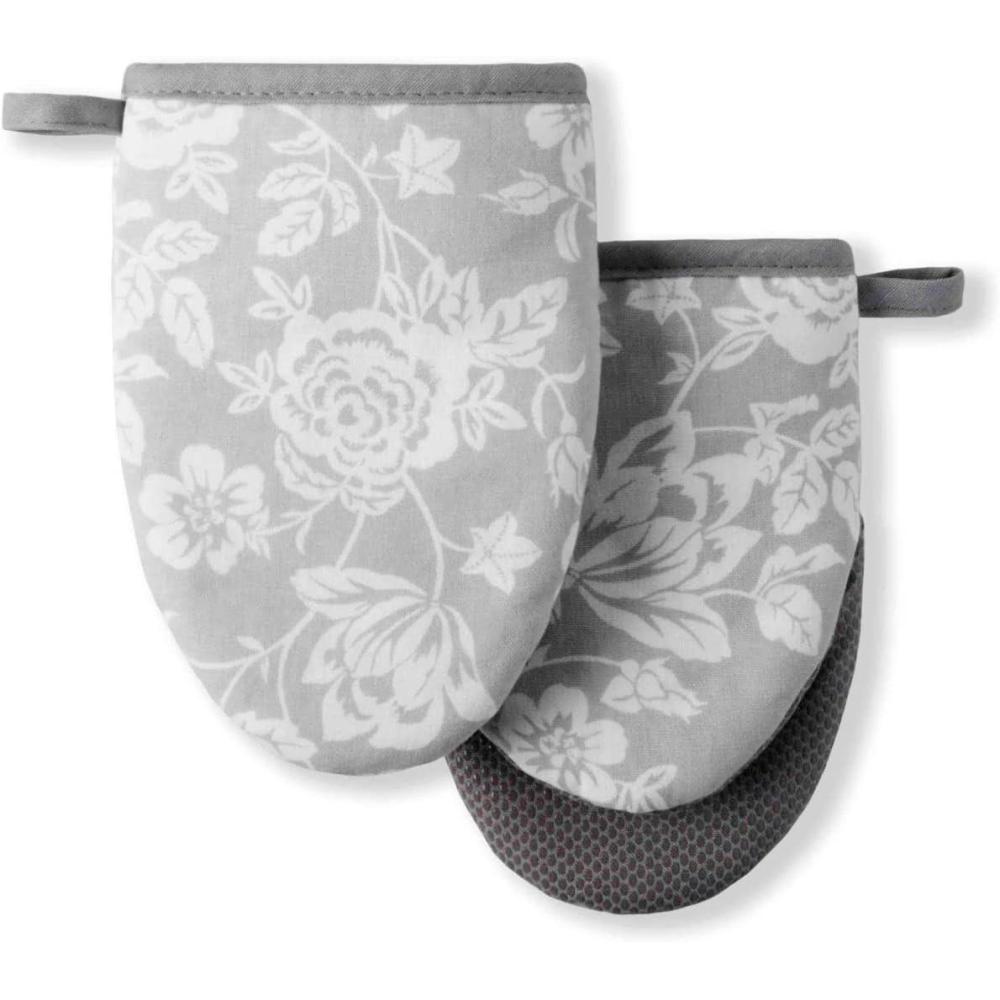 imageMartha Stewart Thin Stripe Mini Oven Mitt 2Pack Set Blue 55X8Floral Vine