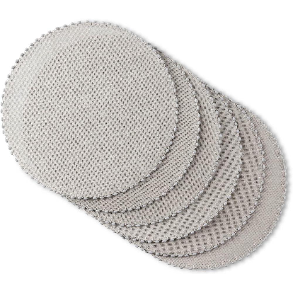 imageMartha Stewart Woven Water Resistant Lindos Placemat Set 6Pack 15 Round GreyGray