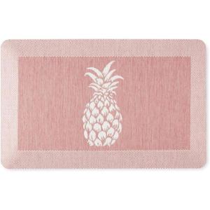 Martha Stewart Aloha Modern Pineapple Anti-Fatigue Air-Infused Kitchen Mat, Spice Red, 19.6″x39″(Spice Red)