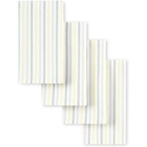 Martha Stewart Daisy Stripe Napkin Set 4-Pack, Green, 19″x19″(Grey/Yellow)