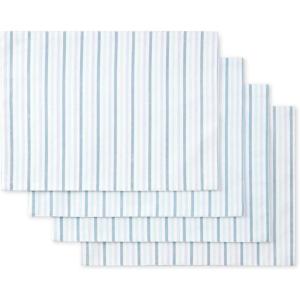 Martha Stewart Daisy Stripe Placemat Set 4-Pack, Grey/Yellow, 13″x17.5″(Blue)