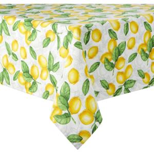 Martha Stewart Lots of Lemons Tablecloth Single Pack, White/Yellow, 60″x84″(120″ x 60″ (Rectangular))