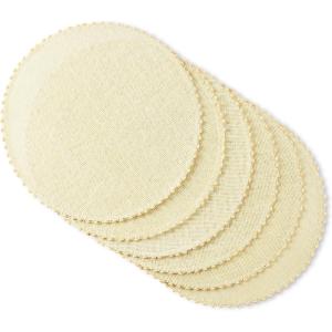 Martha Stewart Woven Water Resistant Lindos Placemat Set 6-Pack, 15″ Round, Grey(Beige)