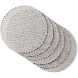 Martha Stewart Woven Water Resistant Lindos Placemat Set 6-Pack, 15″ Round, Grey(Gray)